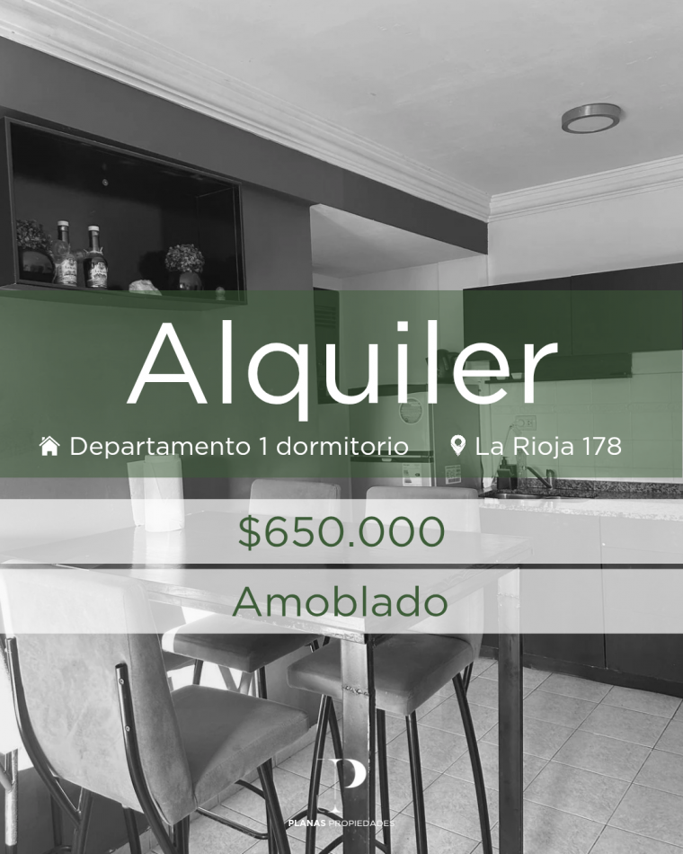SE ALQUILA DEPARTAMENTO 1 DORMITORIO ZONA CENTRO - AMOBLADO COMPLETO