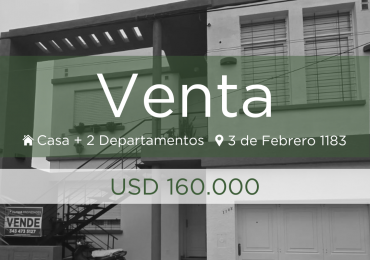 EN VENTA 3X1 - SE VENDEN 3 PROPIEDADES JUNTAS AL VALOR DE 1 - SE VENDE CASA PLANTA BAJA + 2 DEPARTAMENTOS DE UN DORMITORIO - 3 DE FEBRERO Y BROWN